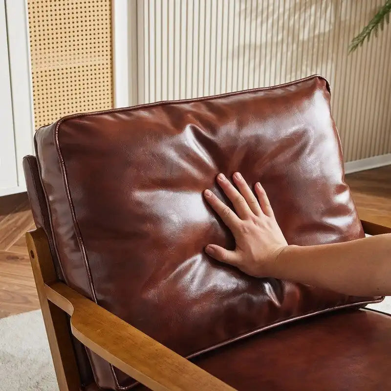 Chaise longue rembourrée en mélange de lin beige