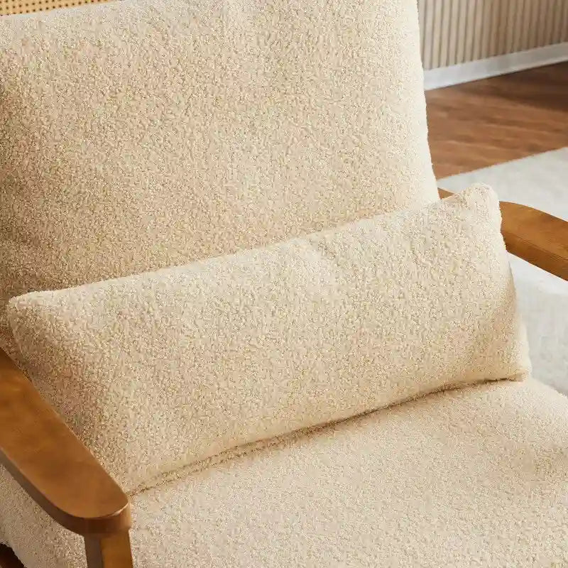 Chaise longue rembourrée en mélange de lin beige