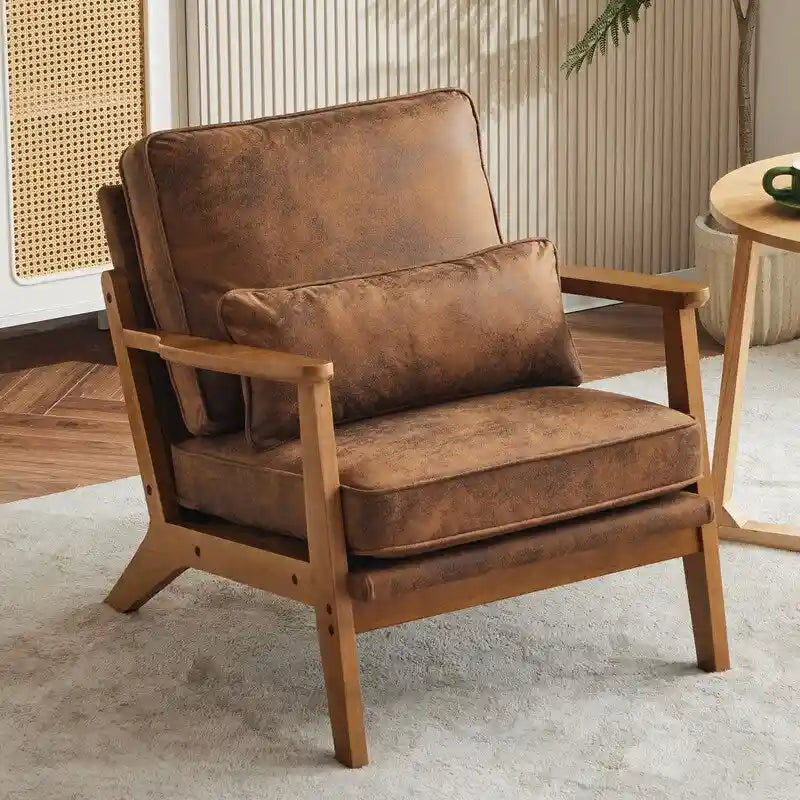 Chaise longue rembourrée en mélange de lin beige