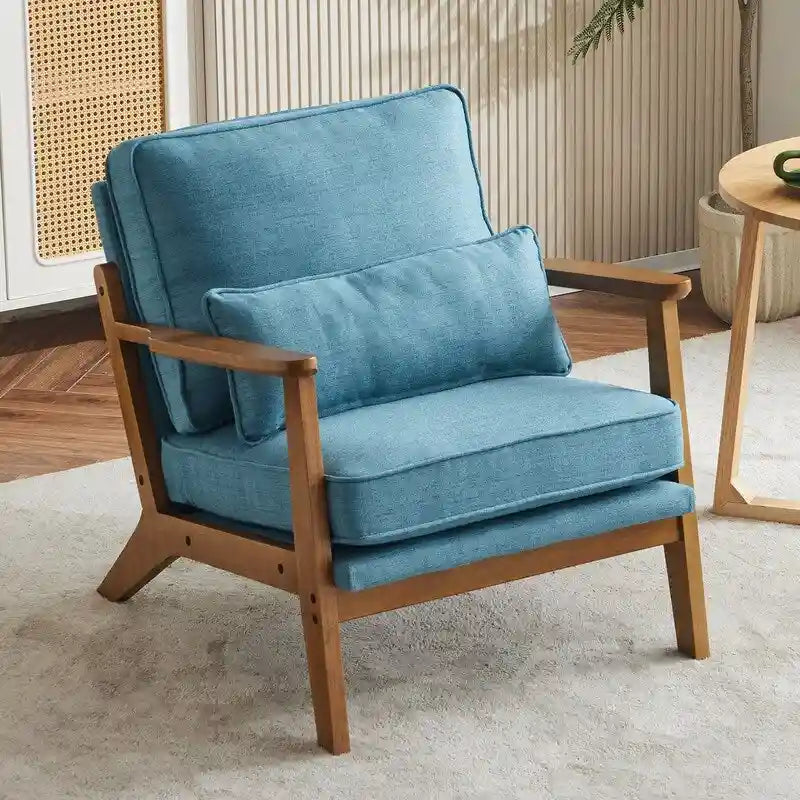 Chaise longue rembourrée en mélange de lin beige