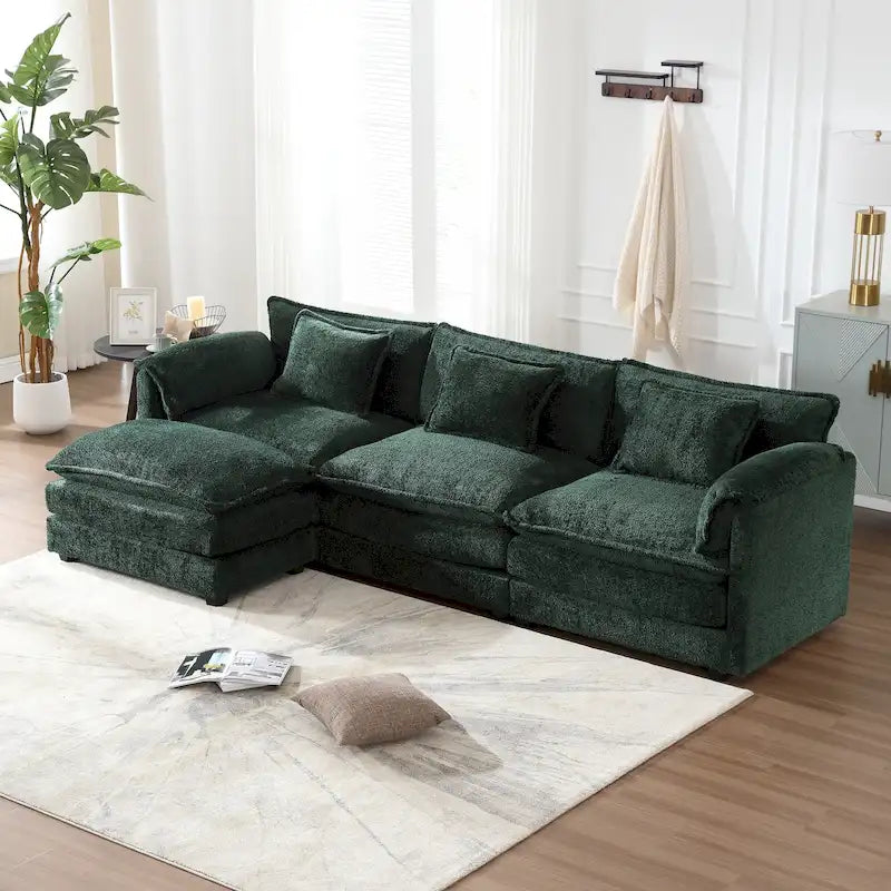 Canapé modulaire trois places extra-large confortable en L
