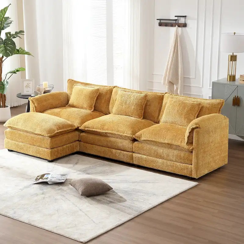 Canapé modulaire trois places extra-large confortable en L
