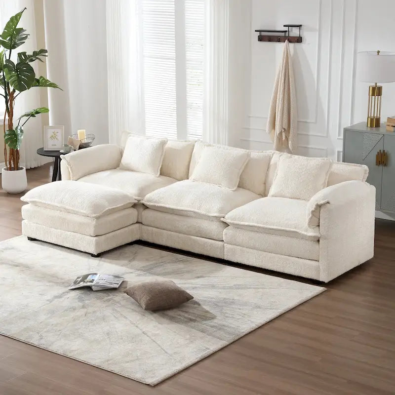 Canapé modulaire trois places extra-large confortable en L