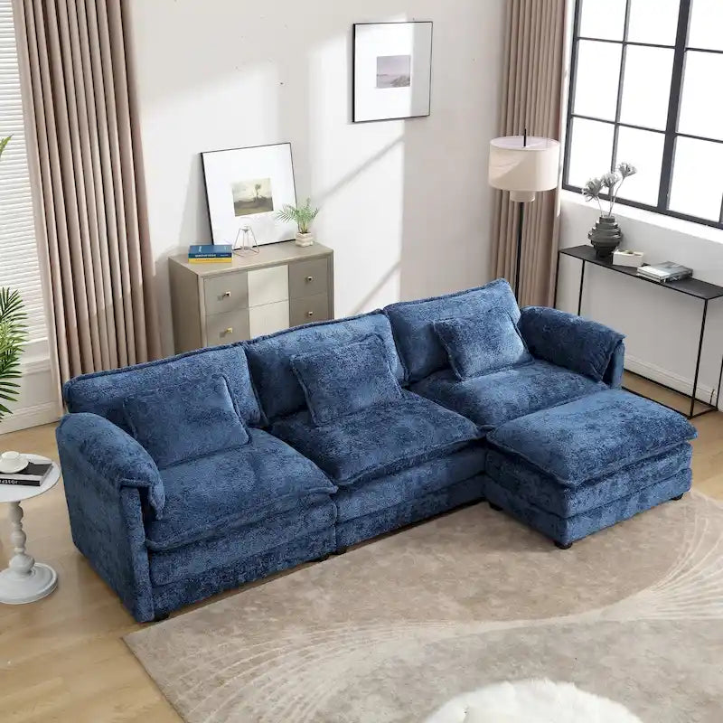 Canapé modulaire trois places extra-large confortable en L