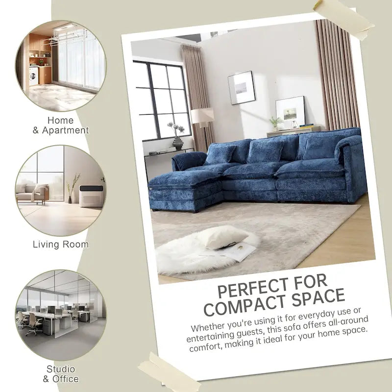 Canapé modulaire trois places extra-large confortable en L