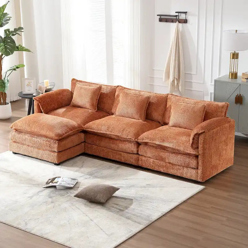 Canapé modulaire trois places extra-large confortable en L