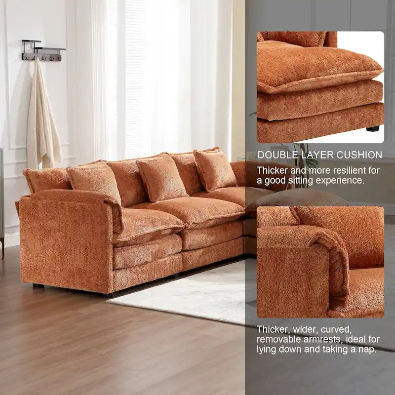 Canapé modulaire trois places extra-large confortable en L