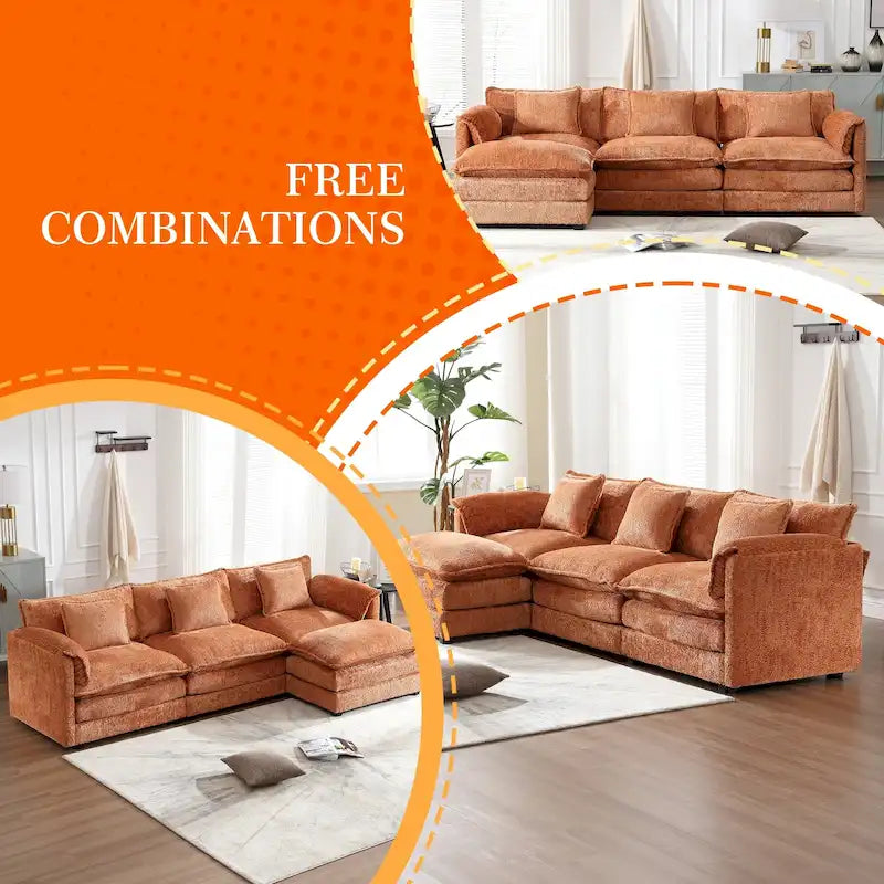 Canapé modulaire trois places extra-large confortable en L