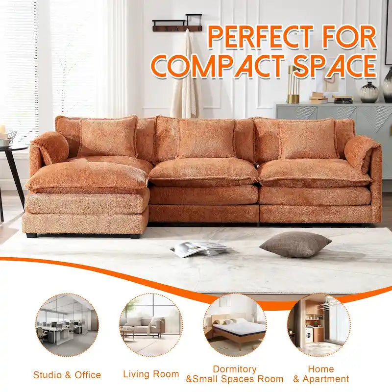 Canapé modulaire trois places extra-large confortable en L