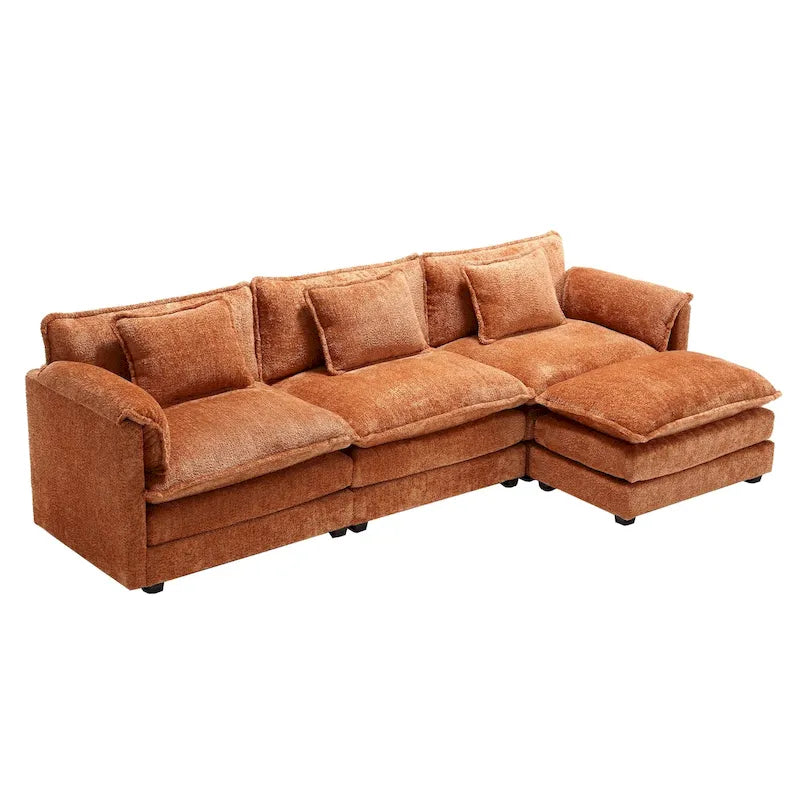 Canapé modulaire trois places extra-large confortable en L