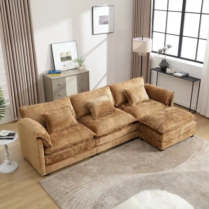 Canapé modulaire trois places extra-large confortable en L