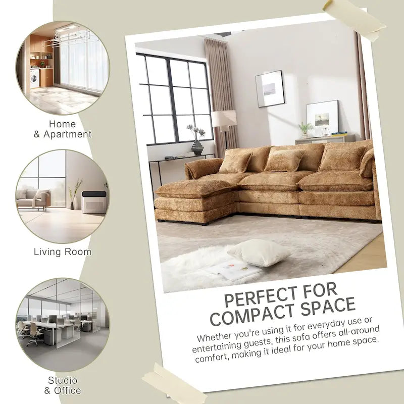 Canapé modulaire trois places extra-large confortable en L
