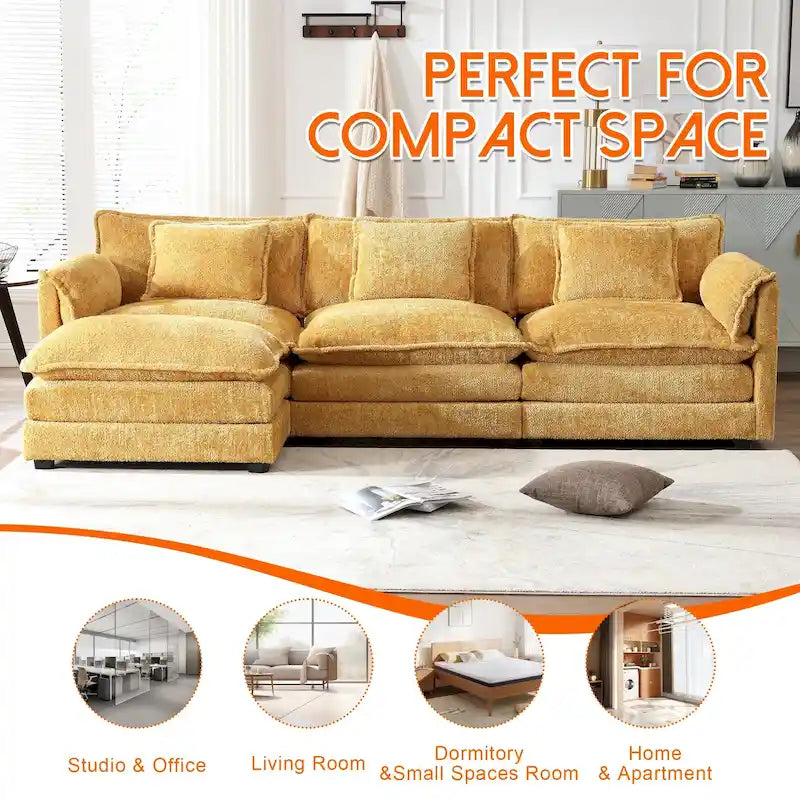Canapé modulaire trois places extra-large confortable en L