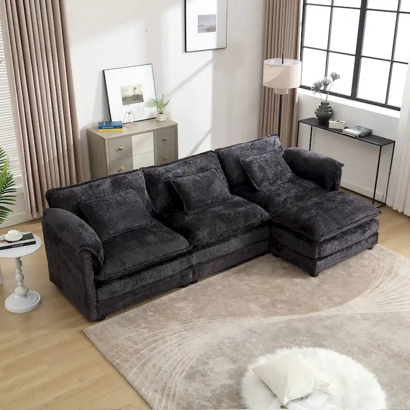 Canapé modulaire trois places extra-large confortable en L