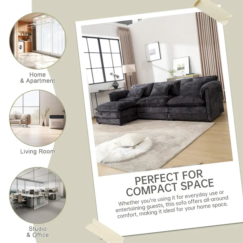 Canapé modulaire trois places extra-large confortable en L