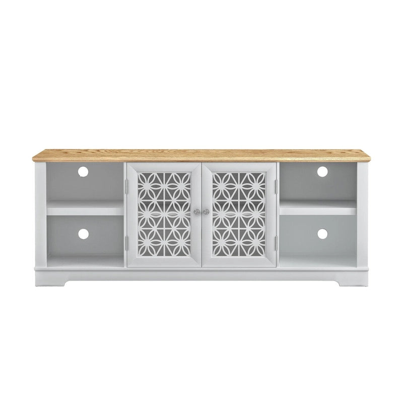 Meuble TV de porte décoratif floral style rustique de 70 pouces
