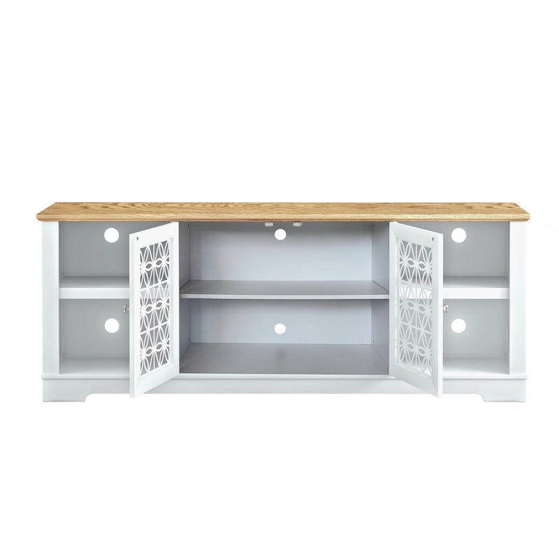 Meuble TV de porte décoratif floral style rustique de 70 pouces
