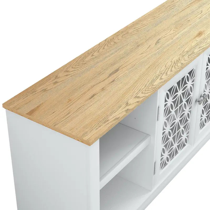 Meuble TV de porte décoratif floral style rustique de 70 pouces