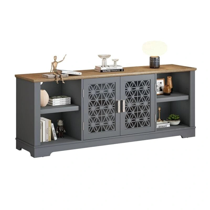 Meuble TV de porte décoratif floral style rustique de 70 pouces