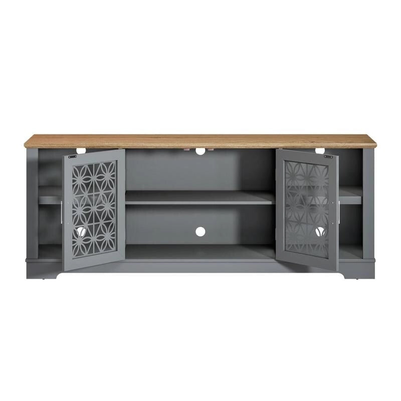 Meuble TV de porte décoratif floral style rustique de 70 pouces