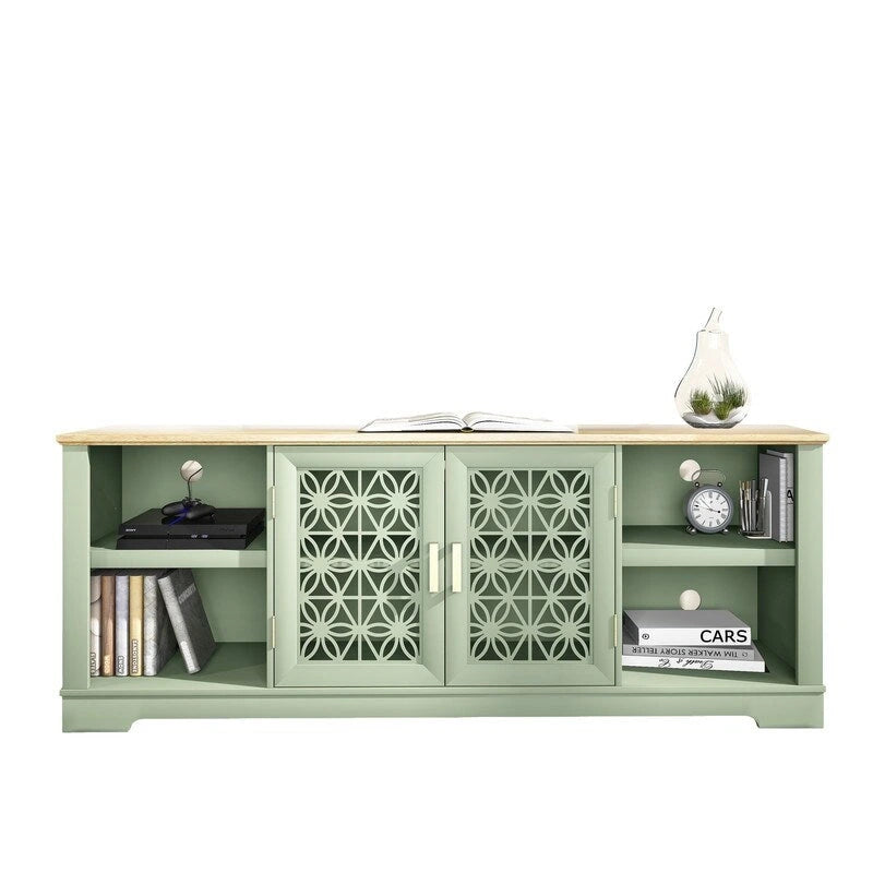 Meuble TV de porte décoratif floral style rustique de 70 pouces