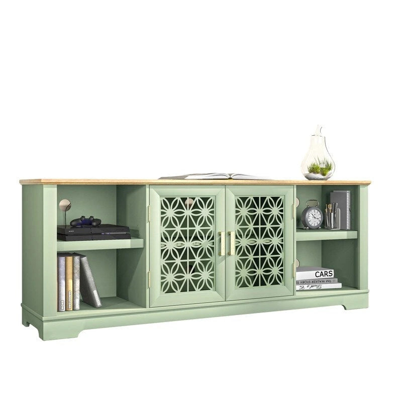 Meuble TV de porte décoratif floral style rustique de 70 pouces