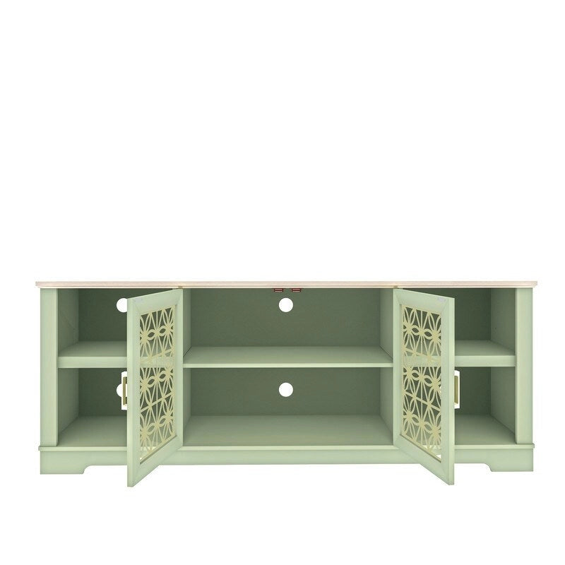 Meuble TV de porte décoratif floral style rustique de 70 pouces