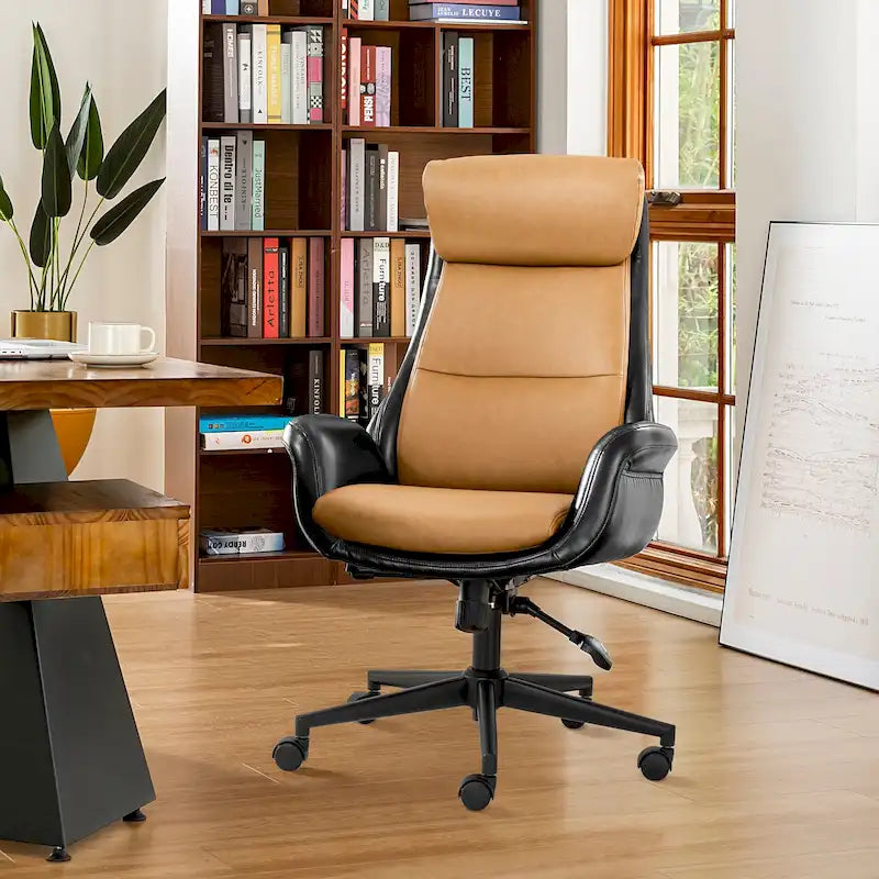 Chaise de bureau pivotante réglable en similicuir
