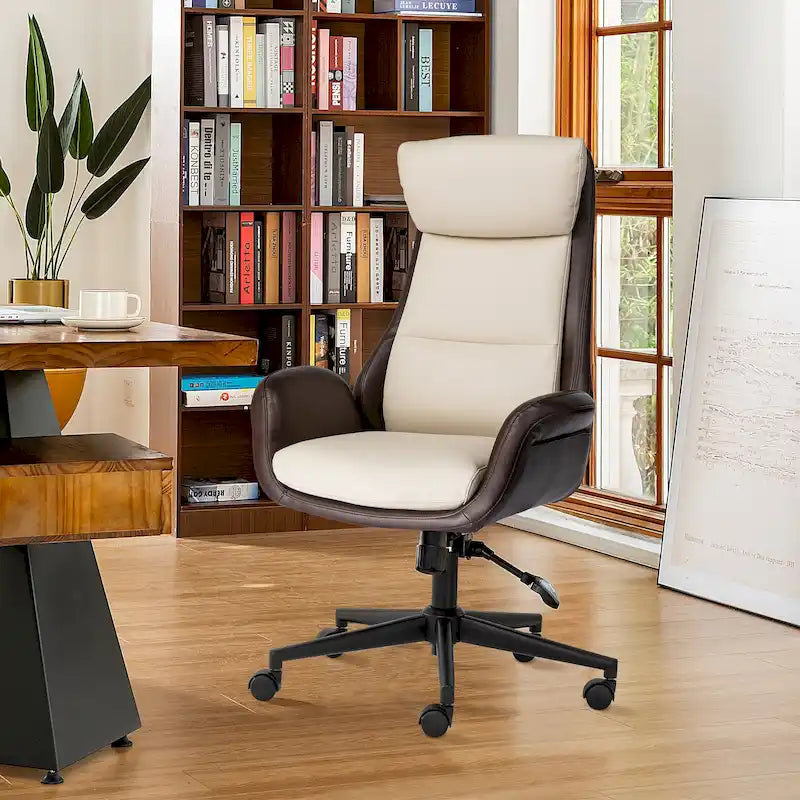 Chaise de bureau pivotante réglable en similicuir