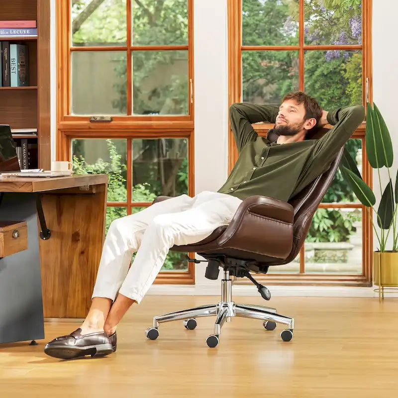 Chaise de bureau pivotante réglable en similicuir