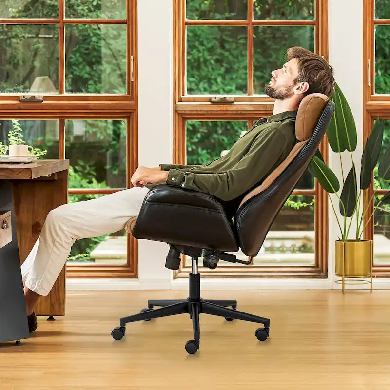 Chaise de bureau pivotante réglable en similicuir