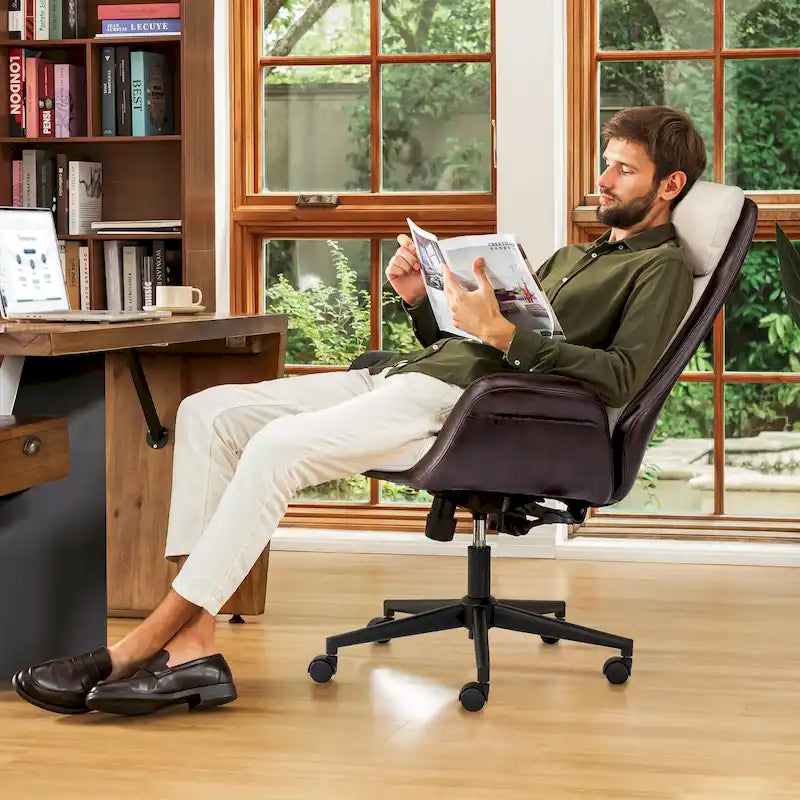 Chaise de bureau pivotante réglable en similicuir