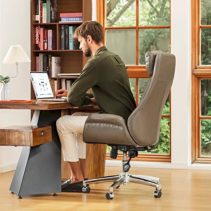 Chaise de bureau pivotante réglable en similicuir
