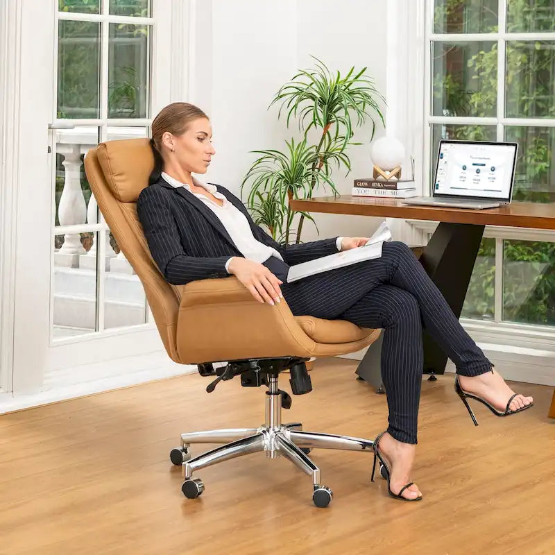 Chaise de bureau pivotante réglable en similicuir