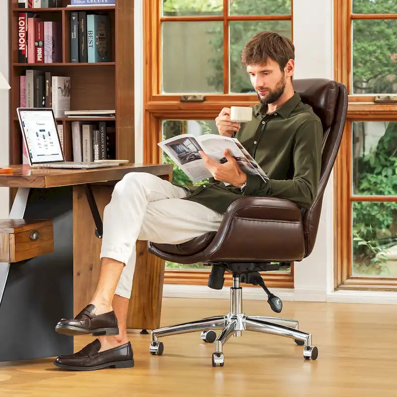Chaise de bureau pivotante réglable en similicuir