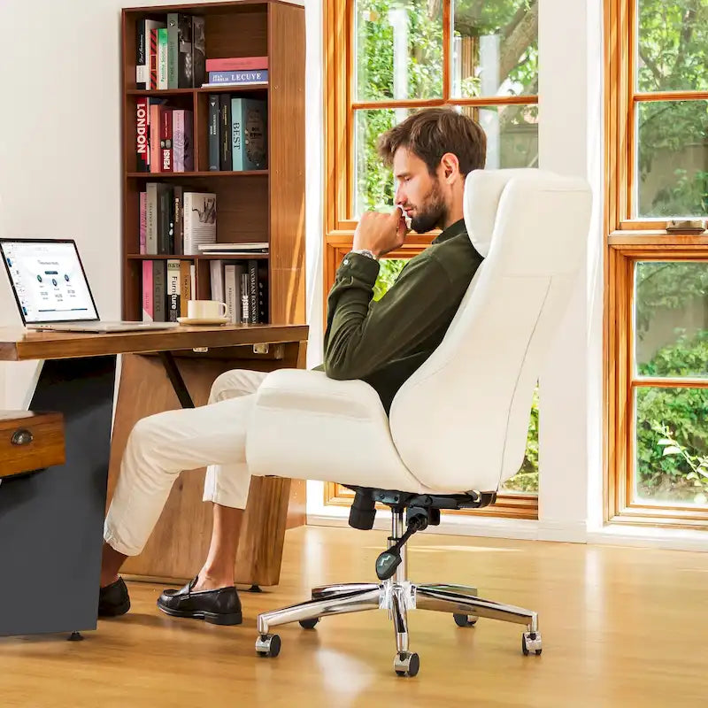 Chaise de bureau pivotante réglable en similicuir