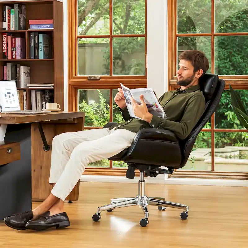 Chaise de bureau pivotante réglable en similicuir