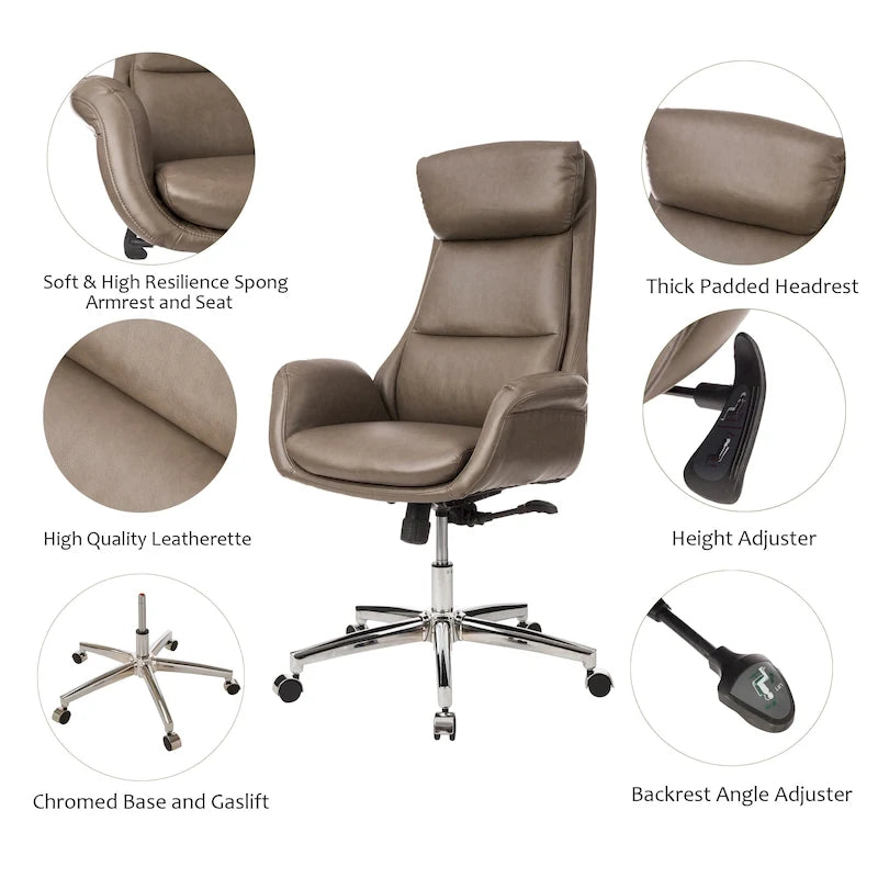 Chaise de bureau pivotante réglable en similicuir