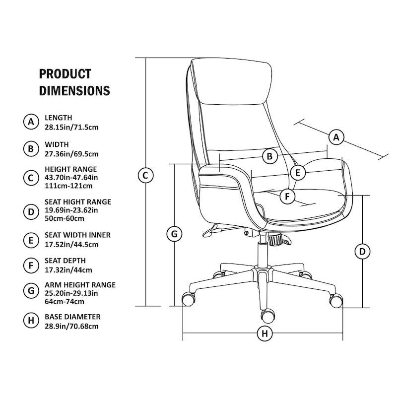 Chaise de bureau pivotante réglable en similicuir