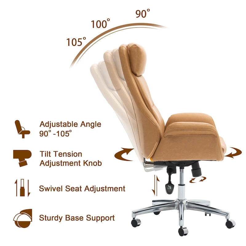 Chaise de bureau pivotante réglable en similicuir