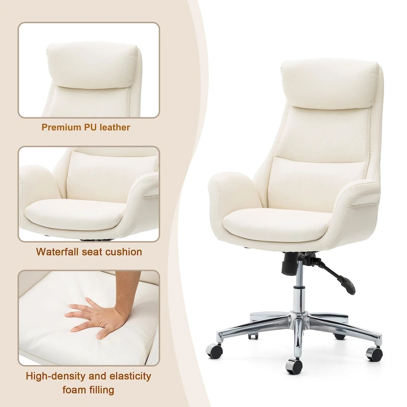 Chaise de bureau pivotante réglable en similicuir