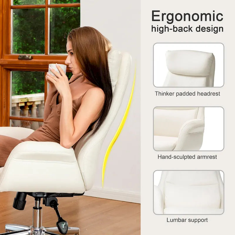 Chaise de bureau pivotante réglable en similicuir