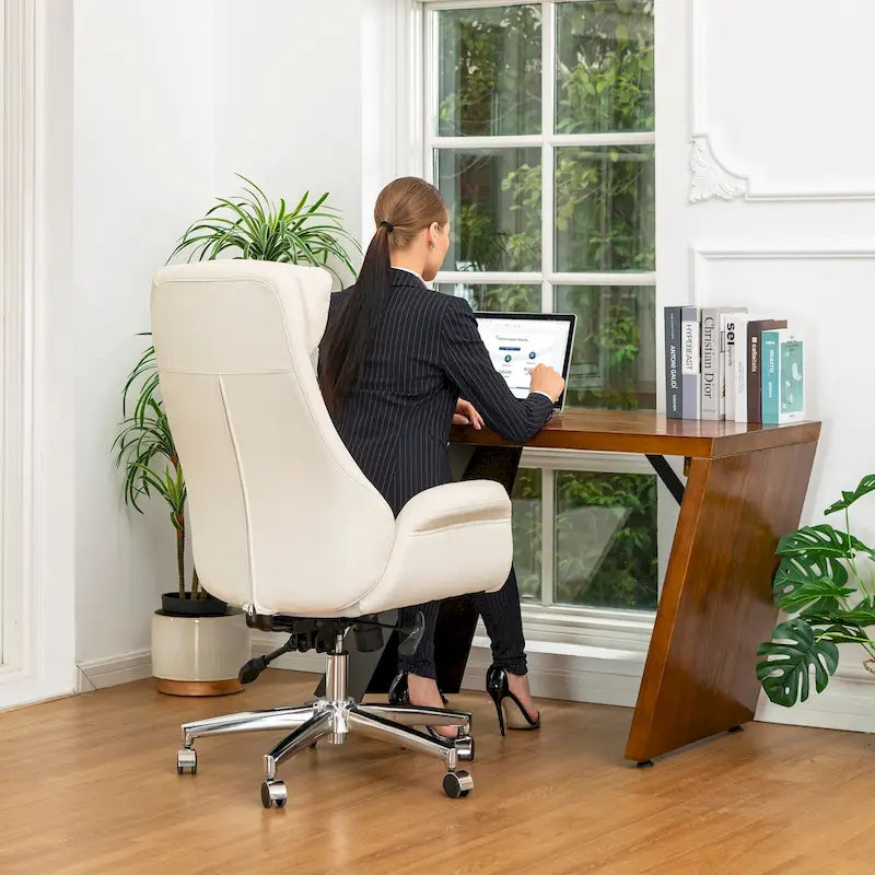 Chaise de bureau pivotante réglable en similicuir