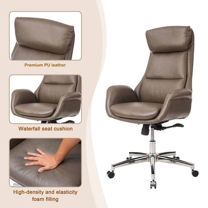 Chaise de bureau pivotante réglable en similicuir