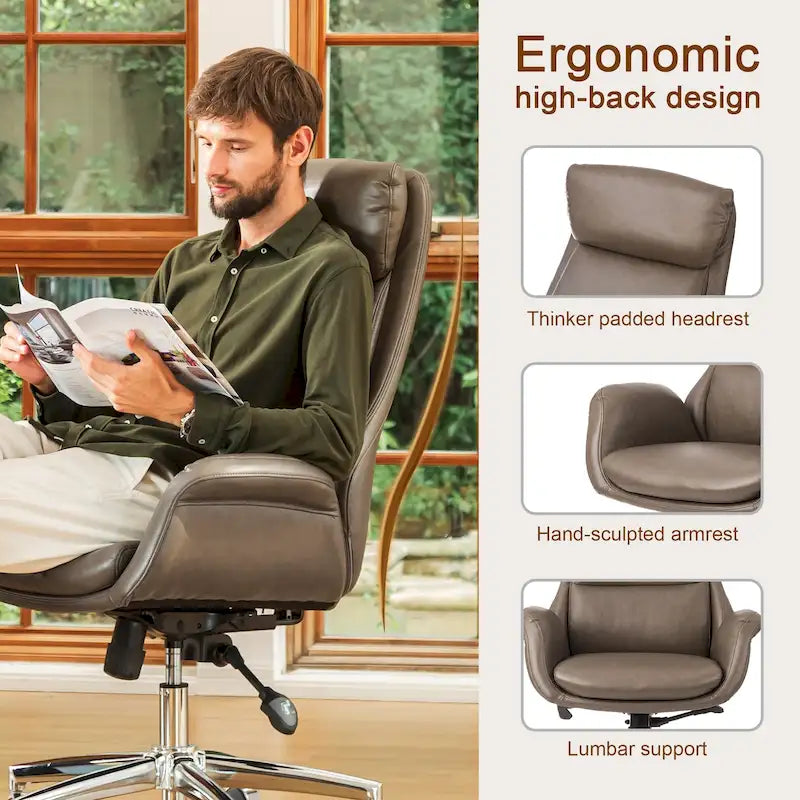 Chaise de bureau pivotante réglable en similicuir