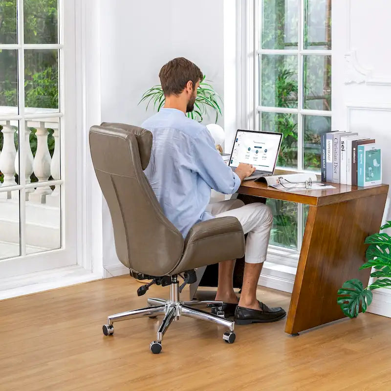 Chaise de bureau pivotante réglable en similicuir