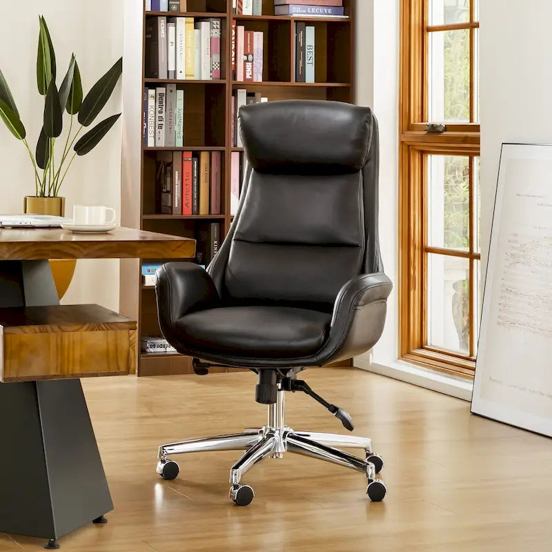 Chaise de bureau pivotante réglable en similicuir