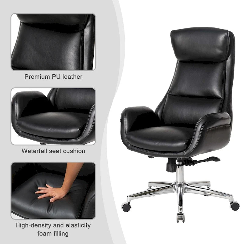 Chaise de bureau pivotante réglable en similicuir
