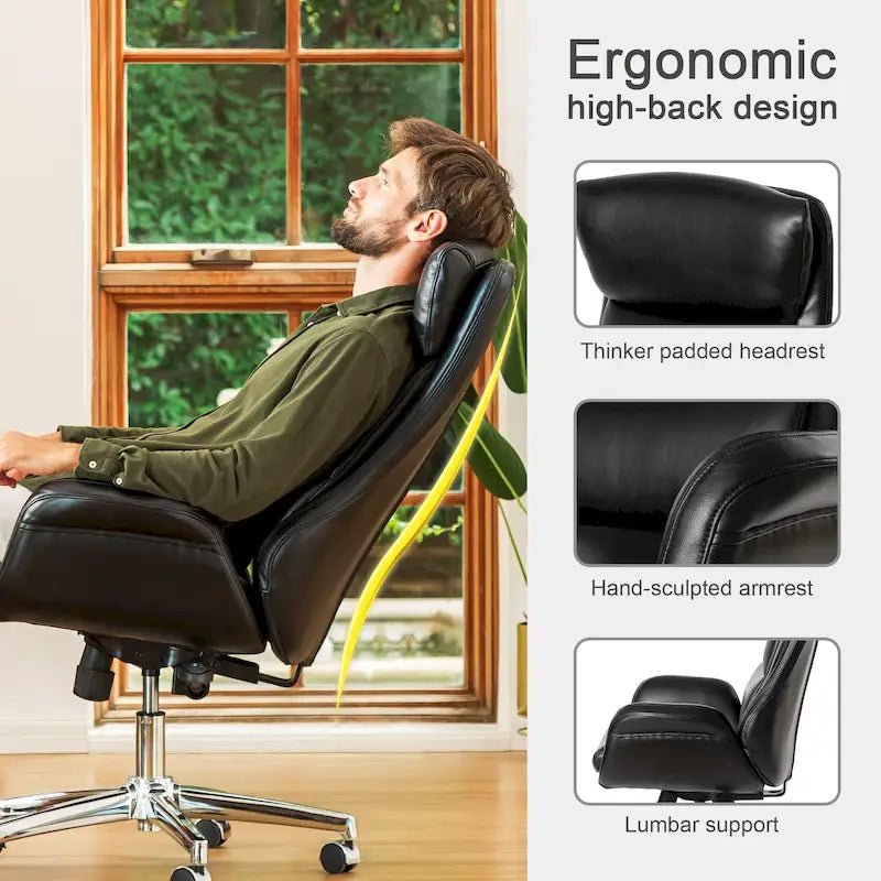 Chaise de bureau pivotante réglable en similicuir