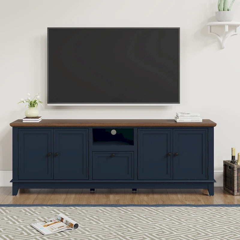Rustic 72-Inch TV Stand with Adjustable Shelves, Hidden Storage - 72  in Width